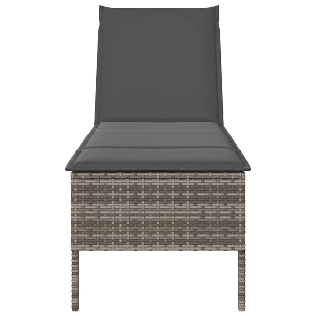 Lettino Prendisole con Cuscino Grigio 55x200x44cm in Polyrattan - homemem39