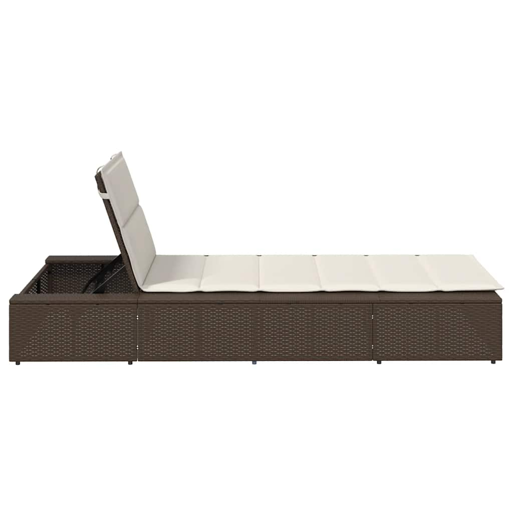 Lettino Prendisole con Cuscino Galleggiante Marrone Polyrattan - homemem39