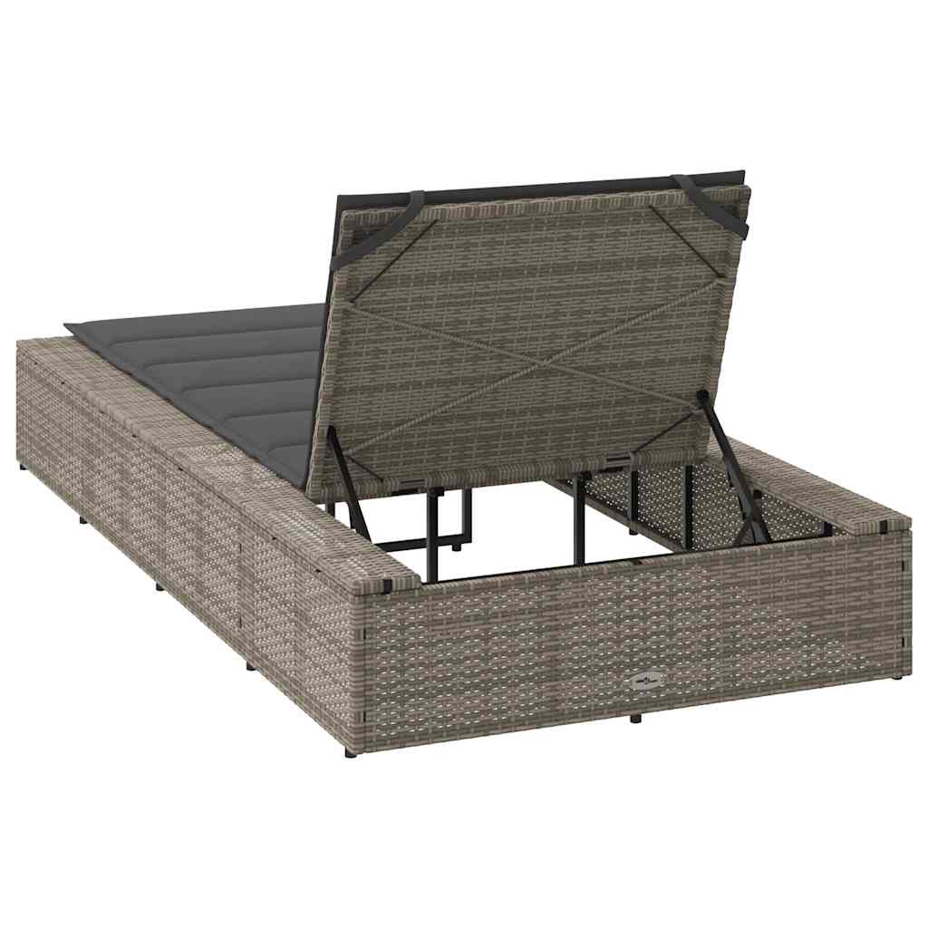 Lettino Prendisole con Cuscino Galleggiante Grigio Polyrattan - homemem39