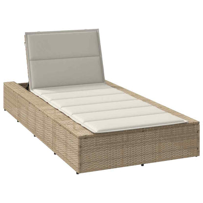 Lettino Prendisole con Cuscino Galleggiante Beige in Polyrattan - homemem39