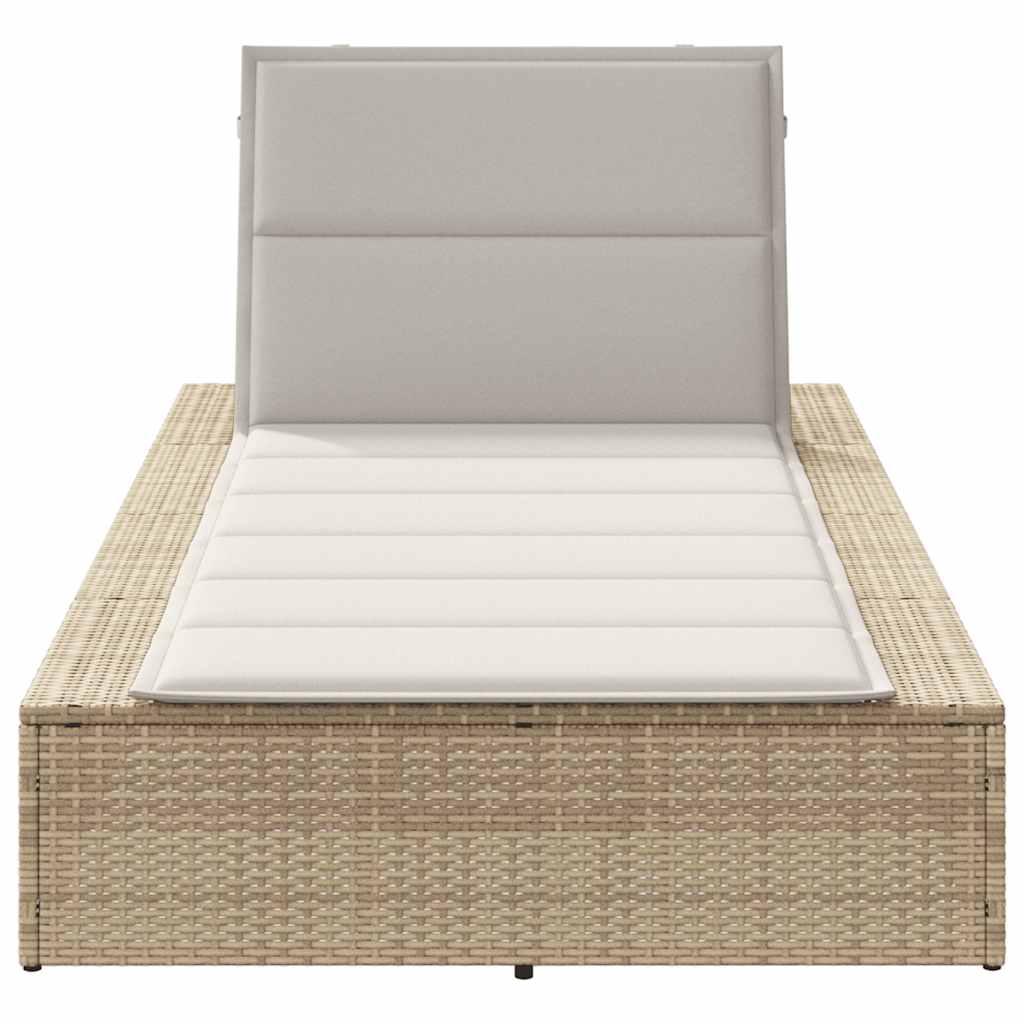 Lettino Prendisole con Cuscino Galleggiante Beige in Polyrattan - homemem39