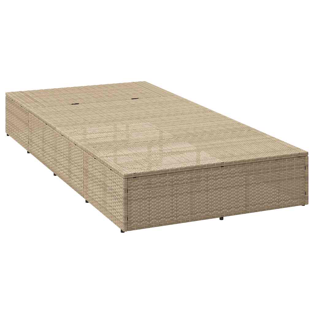 Lettino Prendisole con Cuscino Galleggiante Beige in Polyrattan