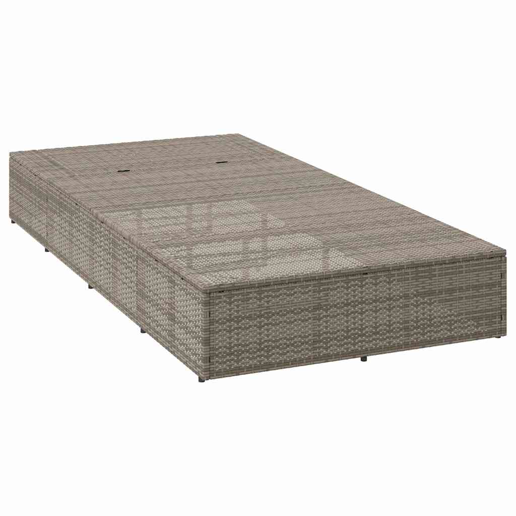 Lettino Prendisole con Cuscino Galleggiante Grigio Polyrattan