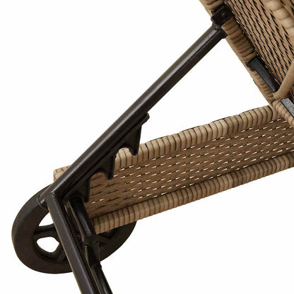 Lettino Prendisole con Ruote e Cuscino in Polyrattan Grigio - homemem39