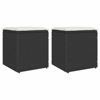 Sgabelli Giardino con Cuscini 2 pz Nero 40x40x43 cm Polyrattan