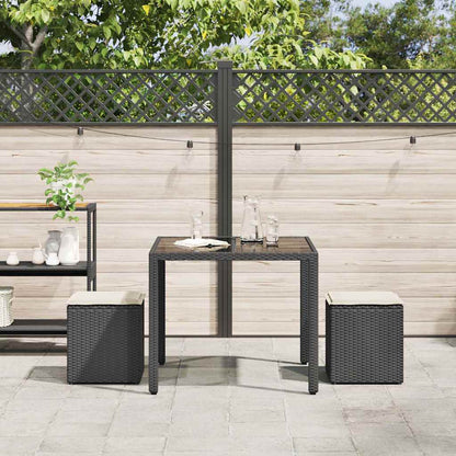 Sgabelli Giardino con Cuscini 2 pz Nero 40x40x43 cm Polyrattan