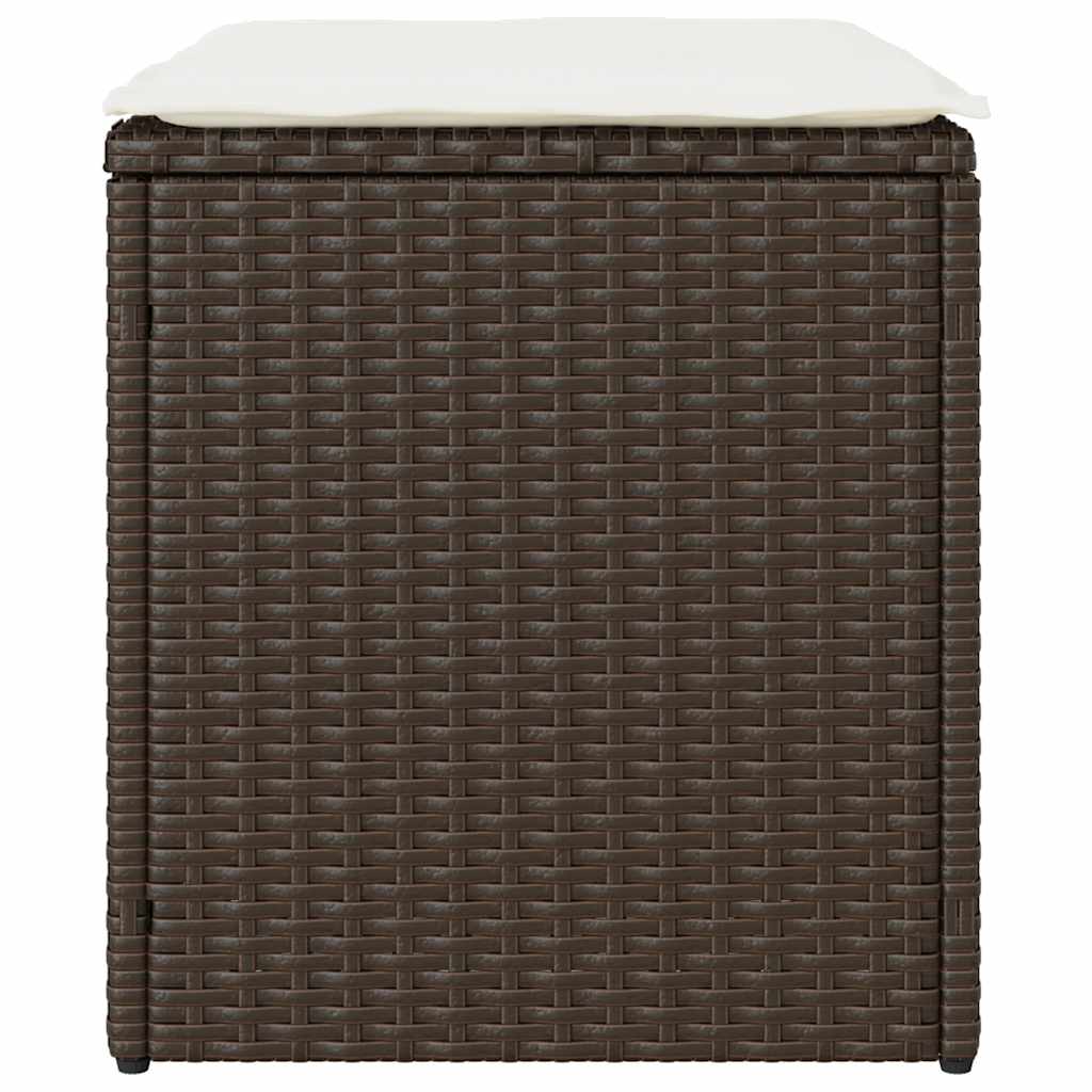 Sgabelli Giardino con Cuscini 2pz Marrone 40x40x43cm Polyrattan