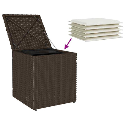 Sgabelli Giardino con Cuscini 2pz Marrone 40x40x43cm Polyrattan