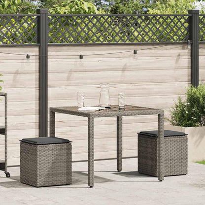 Sgabelli Giardino con Cuscini 2 pz Grigio 40x40x43cm Polyrattan