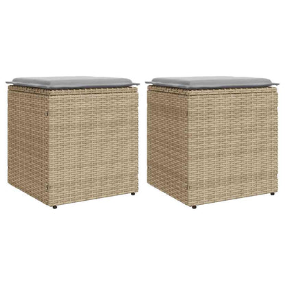 Sgabelli Giardino con Cuscini 4pz Beige 40x40x43 cm Polyrattan - homemem39