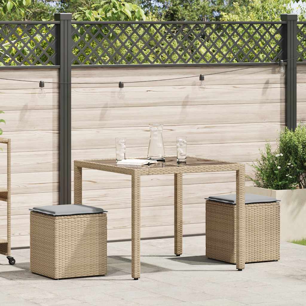 Sgabelli Giardino con Cuscini 4pz Beige 40x40x43 cm Polyrattan - homemem39