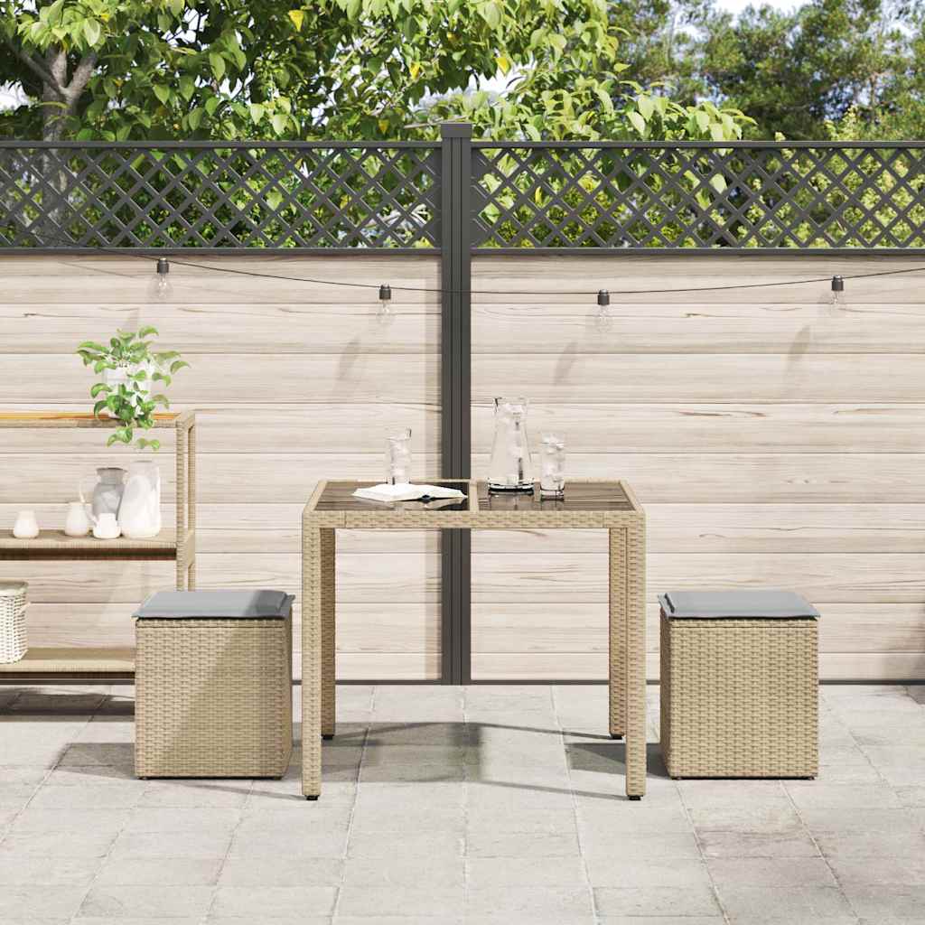 Sgabelli Giardino con Cuscini 4pz Beige 40x40x43 cm Polyrattan - homemem39