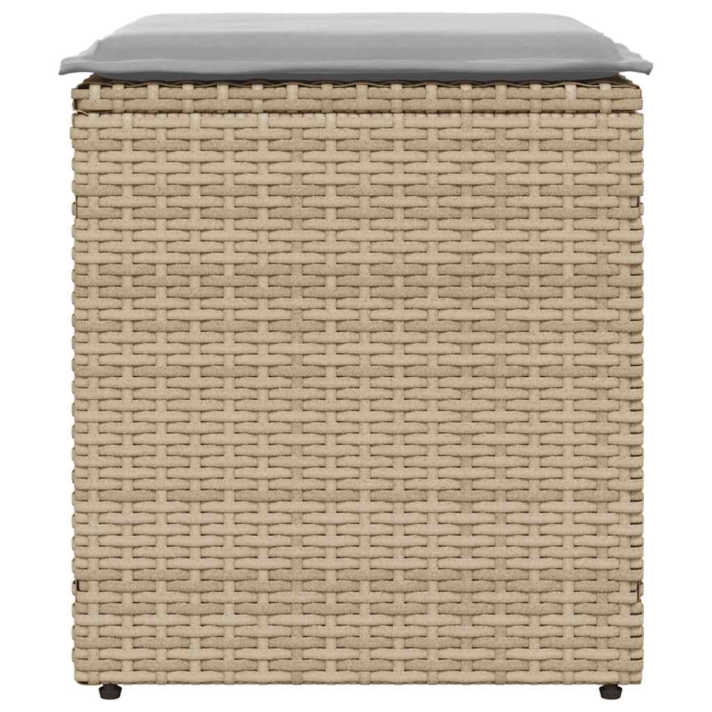 Sgabelli Giardino con Cuscini 4pz Beige 40x40x43 cm Polyrattan