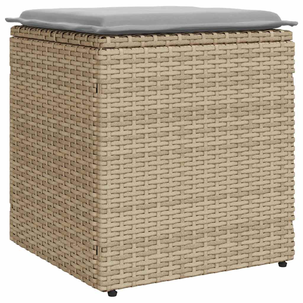 Sgabelli Giardino con Cuscini 4pz Beige 40x40x43 cm Polyrattan - homemem39