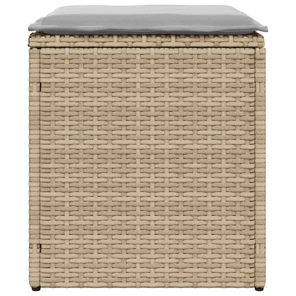 Sgabelli Giardino con Cuscini 4pz Beige 40x40x43 cm Polyrattan - homemem39