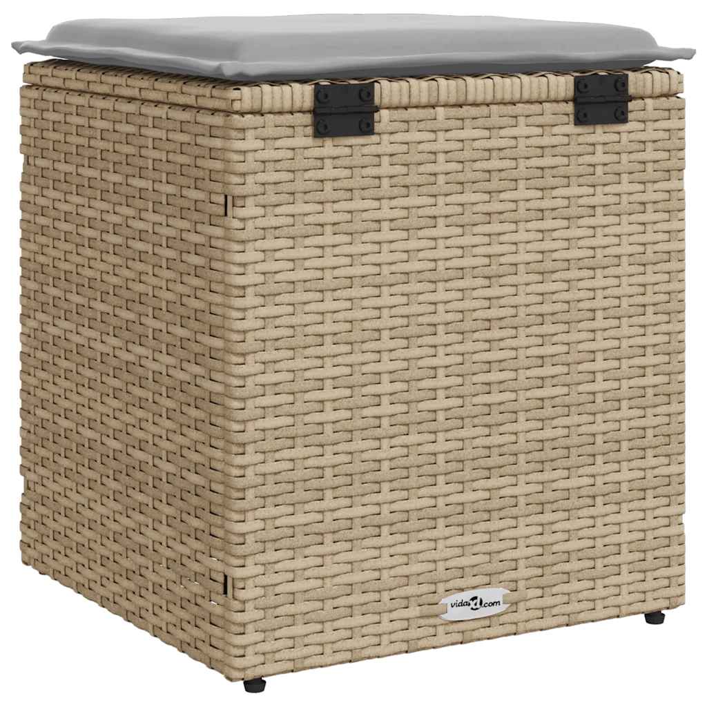 Sgabelli Giardino con Cuscini 4pz Beige 40x40x43 cm Polyrattan - homemem39