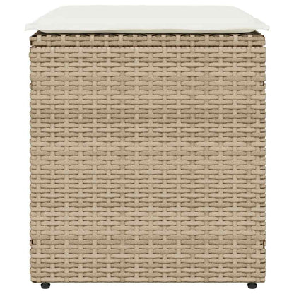 Sgabelli Giardino con Cuscini 4pz Beige 40x40x43 cm Polyrattan