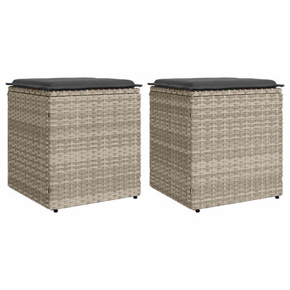 Sgabelli da Giardino con Cuscini 2 pz 40x40x43cm in Polyrattan