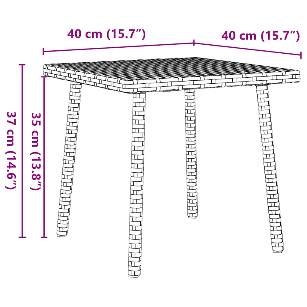 Tavolino da Giardino Rettangolare Grigio 40x40x37 cm Polyrattan - homemem39