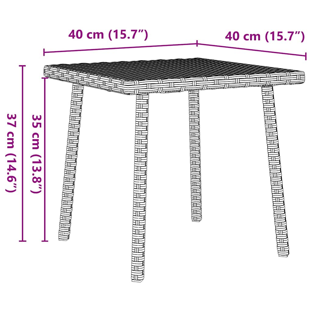 Tavolino da Giardino Rettangolare Grigio Chiaro 40x40x37 cm