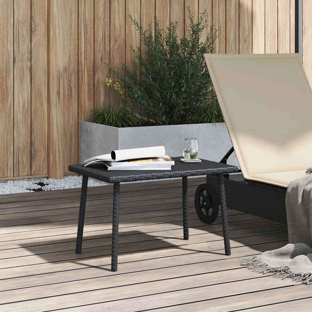 Tavolino da Giardino Rettangolare Nero 60x40x37 cm Polyrattan