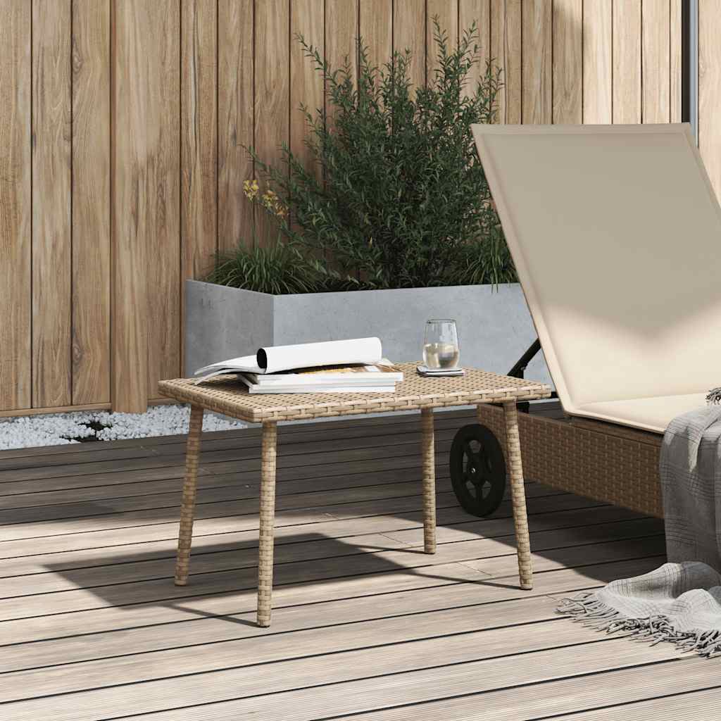 Tavolino da Giardino Rettangolare Beige 60x40x37 cm Polyrattan