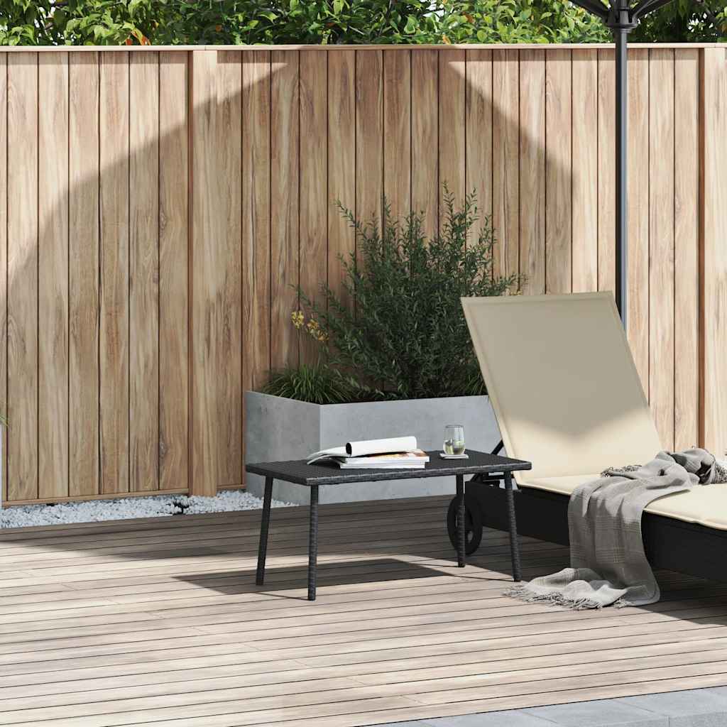 Tavolino da Giardino Rettangolare Nero 80x40x37 cm Polyrattan