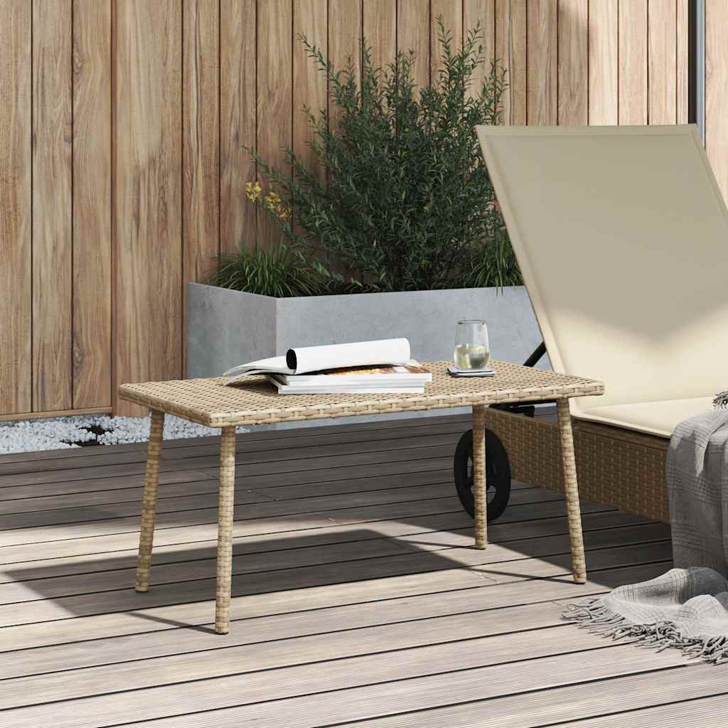 Tavolino da Giardino Rettangolare Beige 80x40x37 cm Polyrattan - homemem39