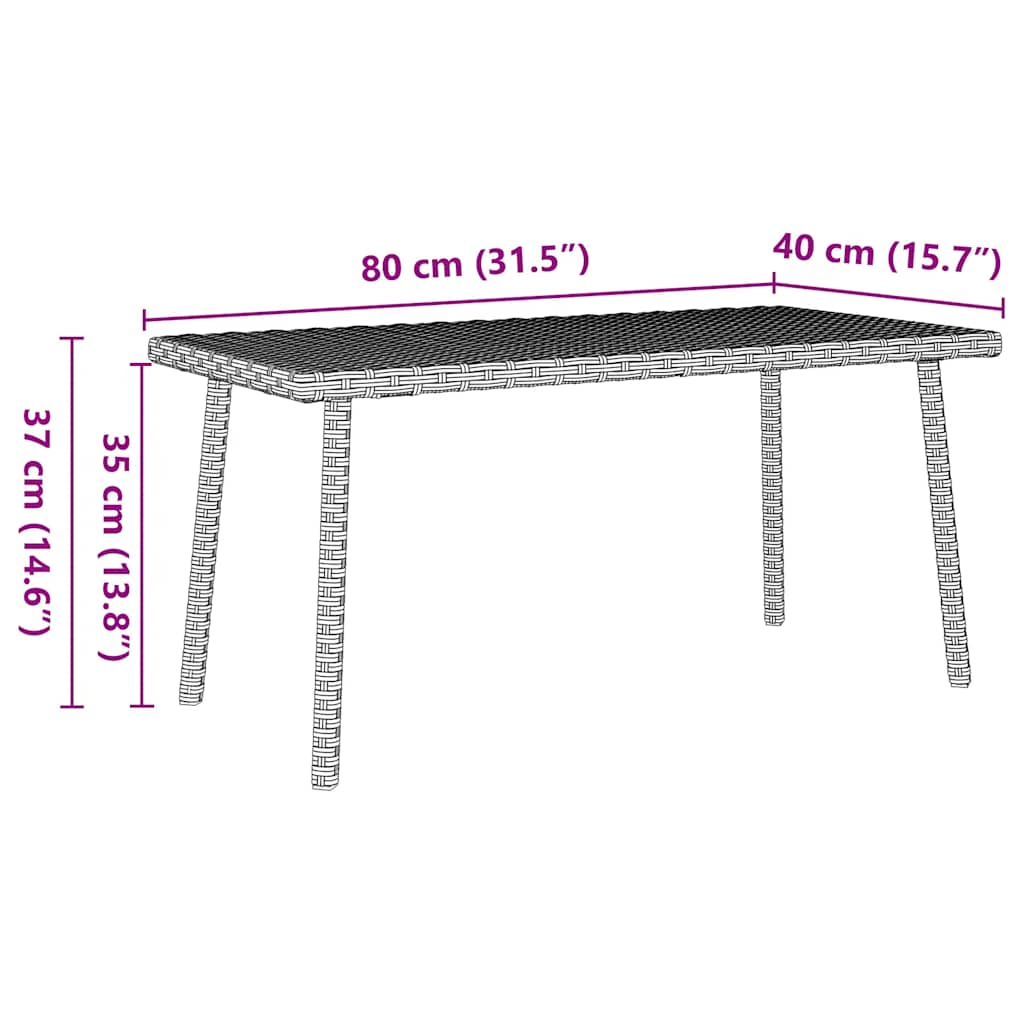 Tavolino da Giardino Rettangolare Grigio Chiaro 80x40x37 cm