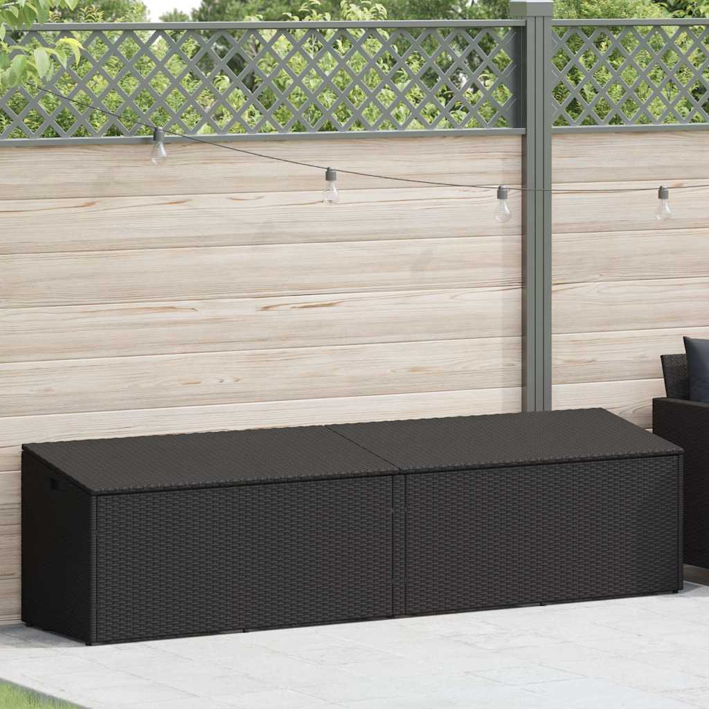 Baule da Giardino Nero 220x50x58 cm in Polyrattan