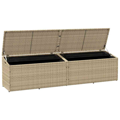 Baule da Giardino Beige 220x50x58 cm Polyrattan