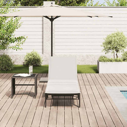 Lettino Prendisole con Cuscino Nero in Polyrattan - homemem39