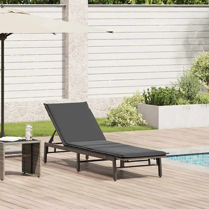 Lettino Prendisole con Cuscino Grigio in Polyrattan