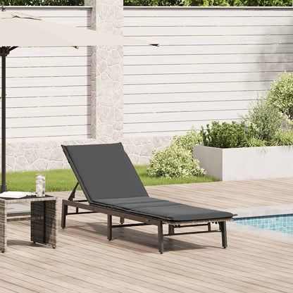 Lettino Prendisole con Cuscino Grigio Chiaro in Polyrattan - homemem39