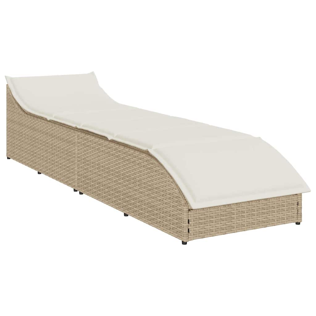 Lettino Prendisole Pieghevole con Cuscino e Portaoggetti Beige - homemem39