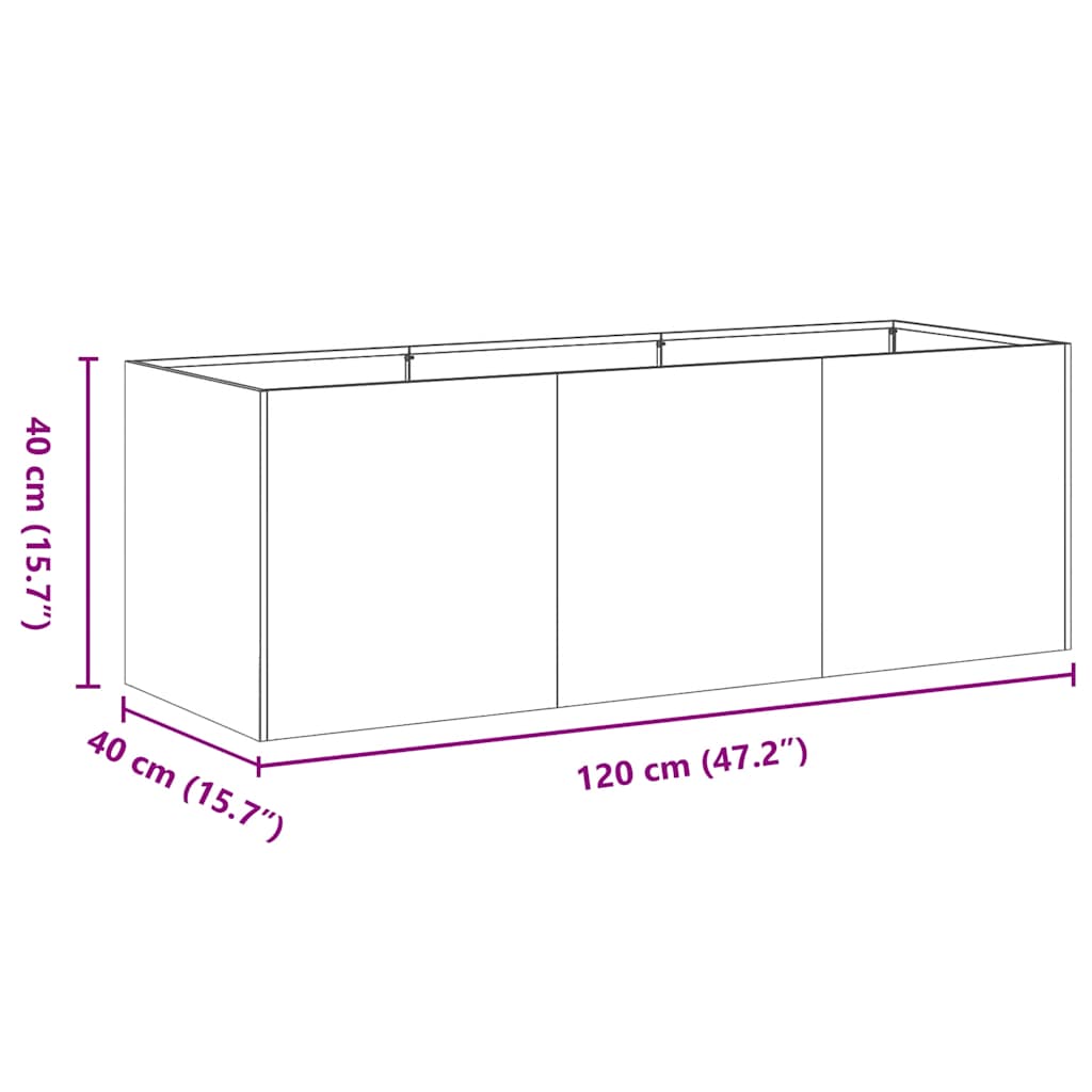 Fioriera Nera 120x40x40 cm in Acciaio Laminato a Freddo - homemem39