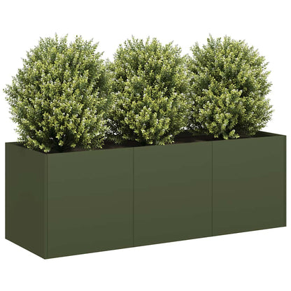 Fioriera Verde Oliva 120x40x40 cm in Acciaio Laminato a Freddo - homemem39