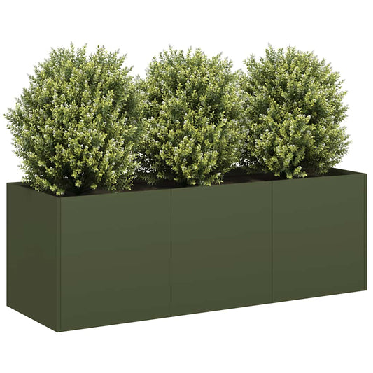 Fioriera Verde Oliva 120x40x40 cm in Acciaio Laminato a Freddo - homemem39