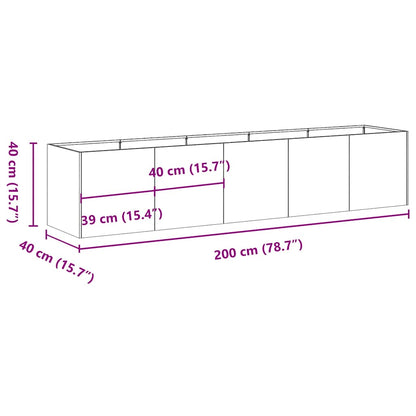 Fioriera Verde Oliva 200x40x40 cm in Acciaio Laminato a Freddo - homemem39