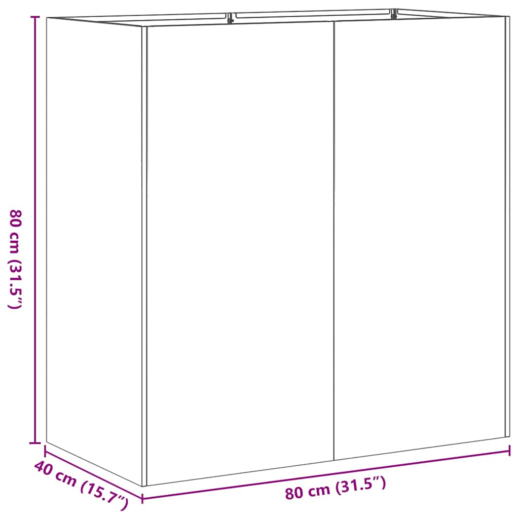 Fioriera Verde Oliva 80x40x80 cm in Acciaio Laminato a Freddo - homemem39