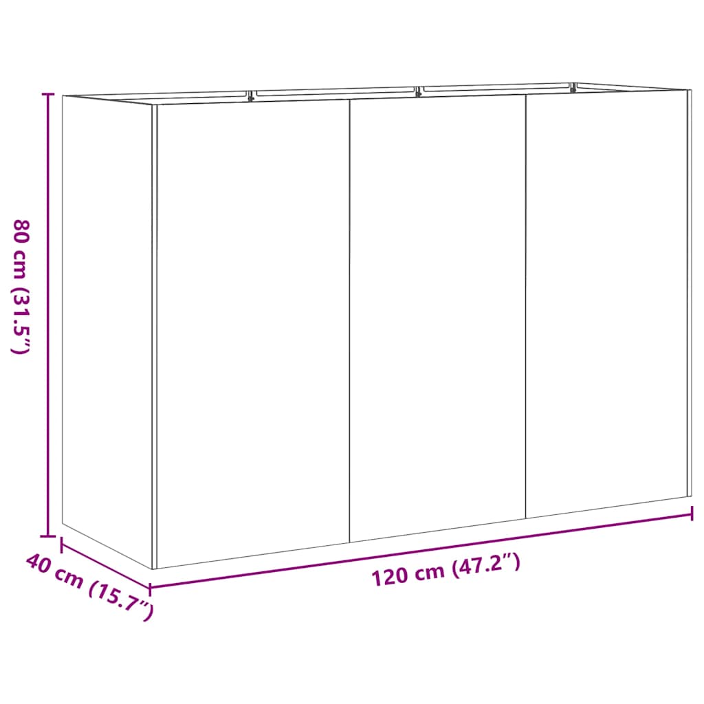 Fioriera 120x40x80 cm in Acciaio Inox - homemem39