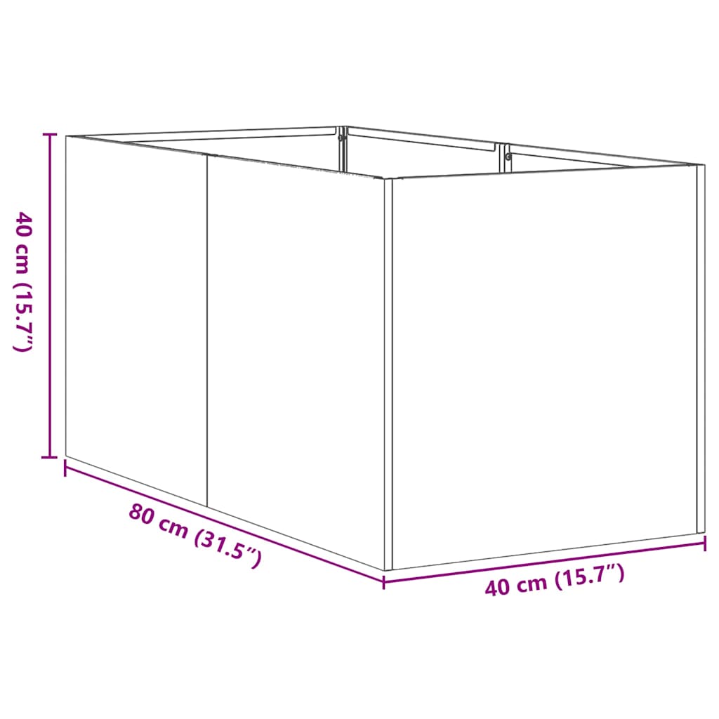 Fioriera Nera 40x80x40 cm in Acciaio Laminato a Freddo