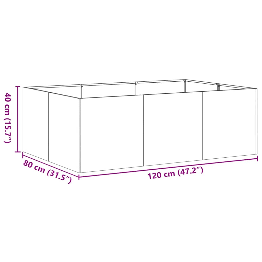 Fioriera 120x80x40 cm in Acciaio Zincato - homemem39