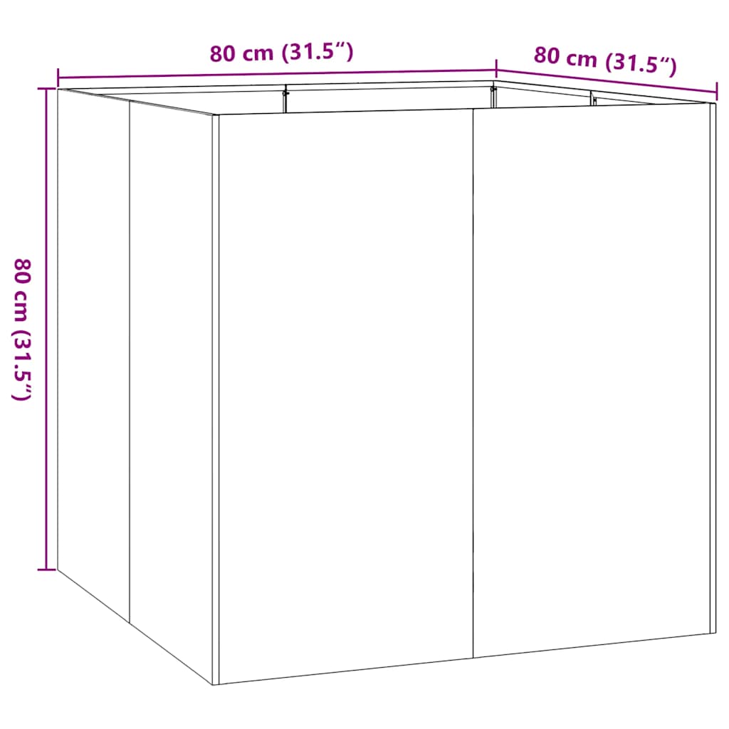 Fioriera Nera 80x80x80 cm in Acciaio - homemem39