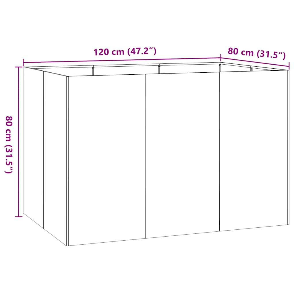 Fioriera Nera 120x80x80 cm in Acciaio - homemem39