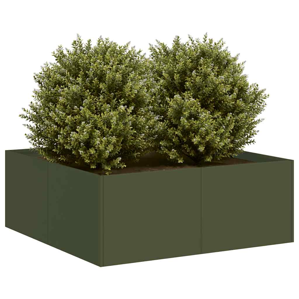 Fioriera Verde Oliva 80x80x30 cm in Acciaio - homemem39