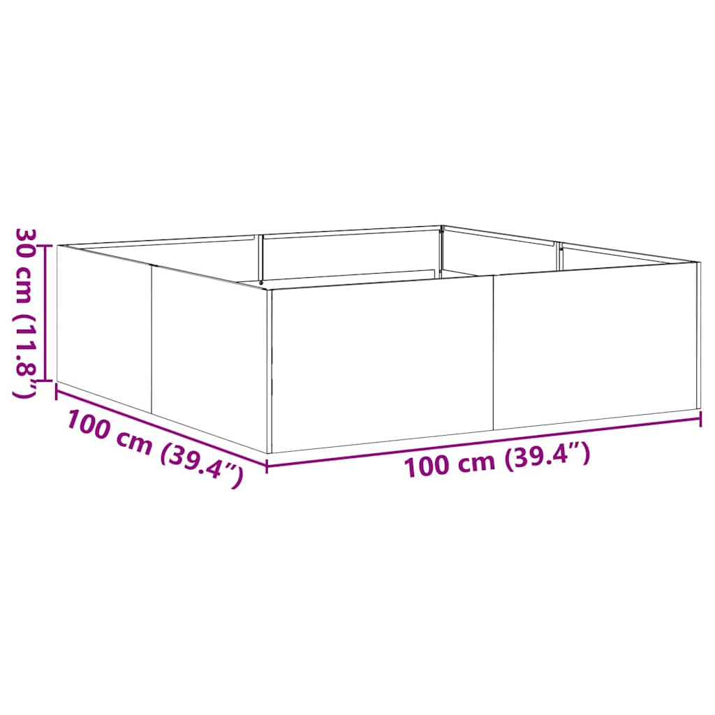 Fioriera Nera 100x100x30 cm in Acciaio - homemem39