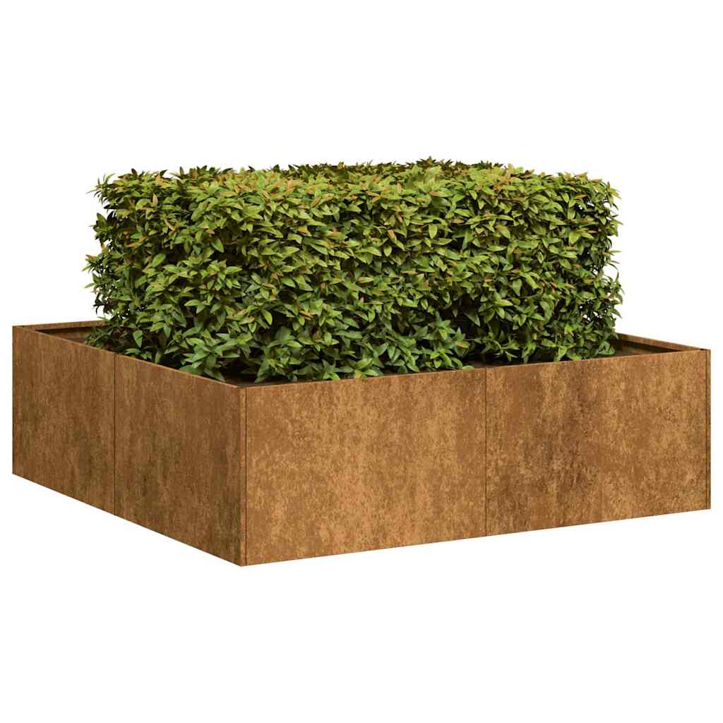 Fioriera Arrugginita 100x100x30 cm in Acciaio Corten - homemem39