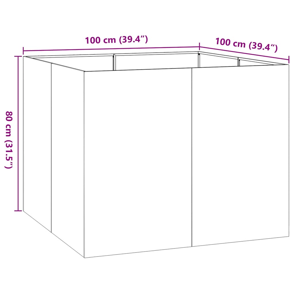 Fioriera 100x100x80 cm in Acciaio Inox - homemem39