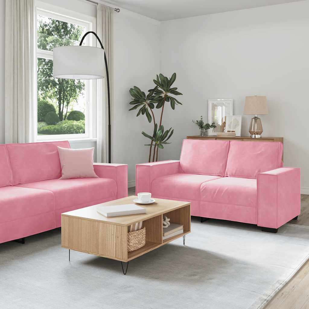 Set di Divani 3 pz con Cuscini rosa in Velluto - homemem39